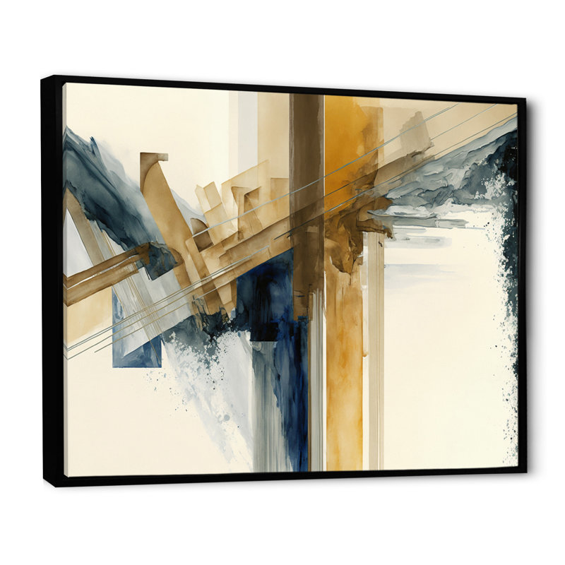 «Modern Watercolor Abstract II», impression sur toile, Cadre flottant noir, H 30 po x l 40 po x P 1,5 po