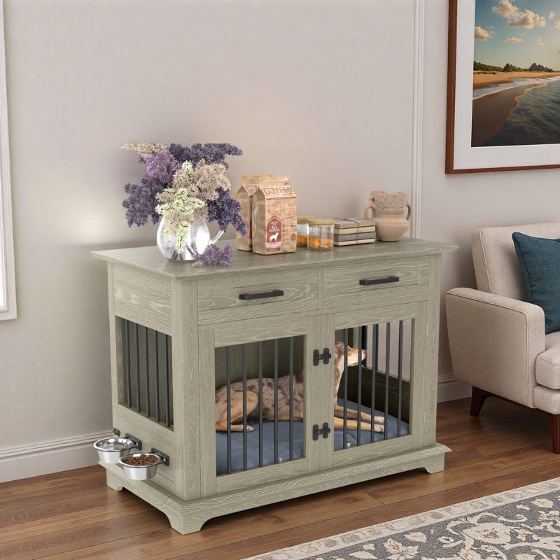 44.48" Large Dog Crate Furniture, Gray