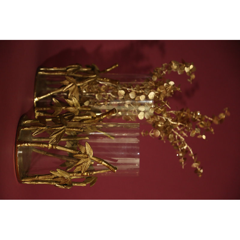 Glass Tabletop Hurricane, Gold