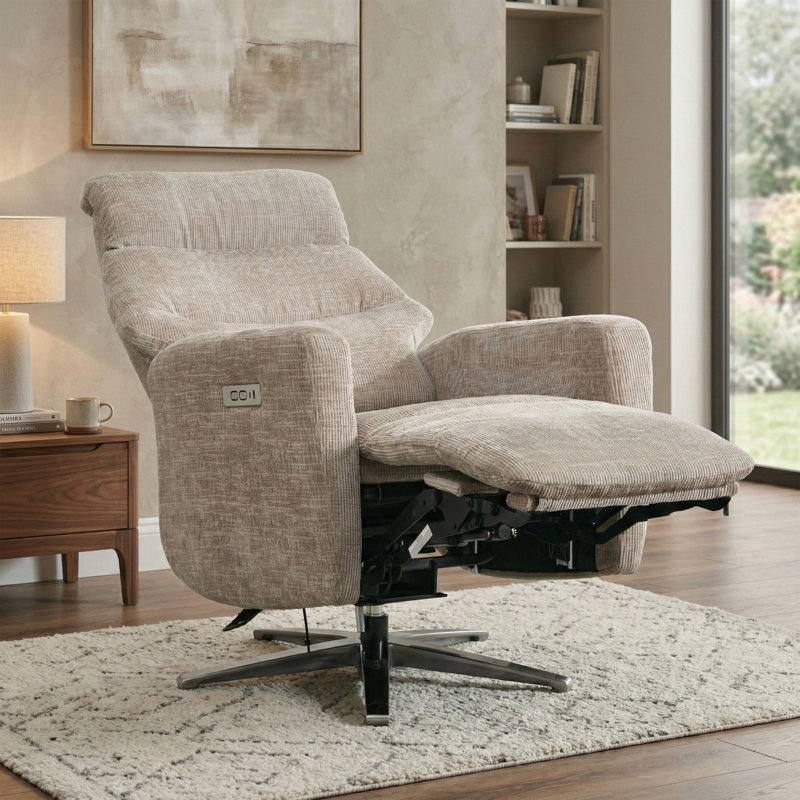 Chandani 68cm Wide Swivel Standard Recliner, Beige