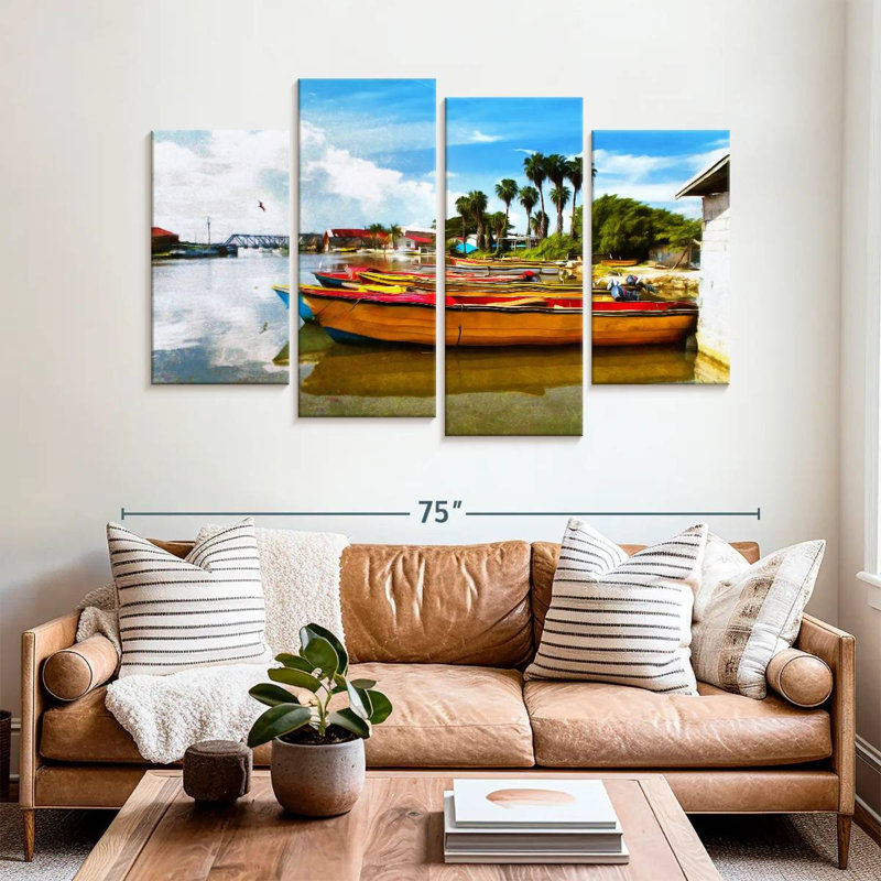 Jamaican River Boats, 42" H x 68" W