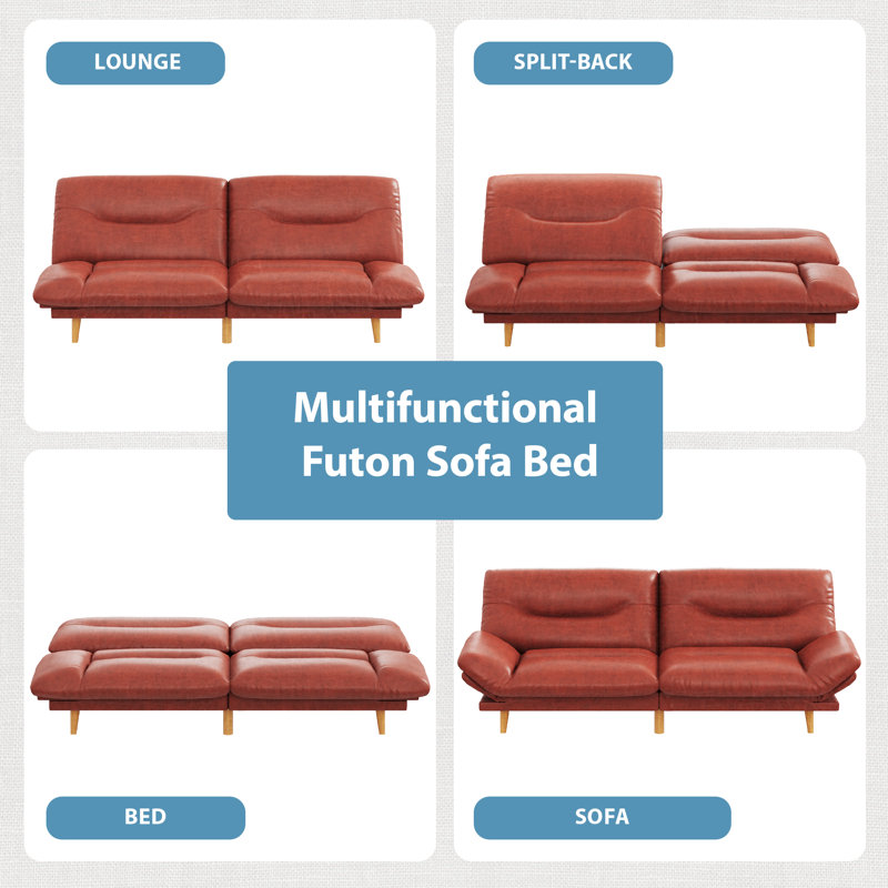 FUTON Sofa With Adjustable Sides And Back, Brown