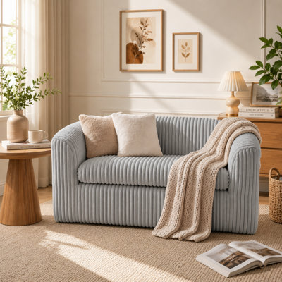 Boneless 55" Bone-Free Foam Sofa, Corduroy Fabric – Perfect for Small Spaces, Ergonomic Support for 2