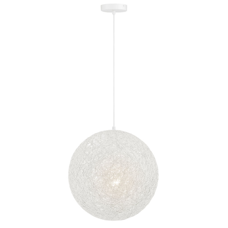Luminaire suspendu 1 lumière Jahmaine, Blanc mat, Blanc, H 138 po x l 16 po x P 16 po
