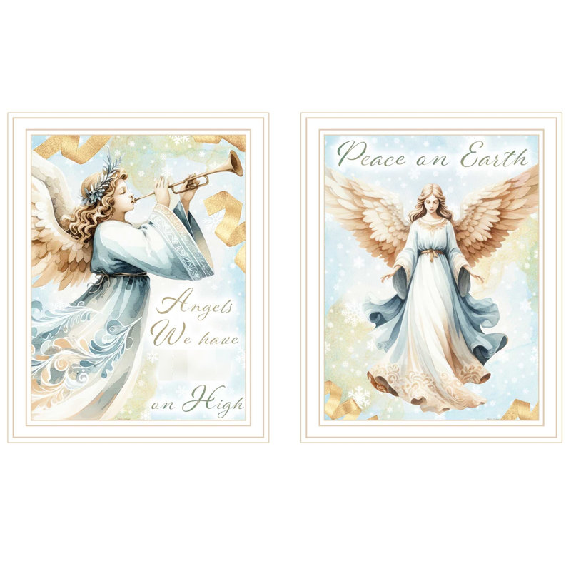 Décoration murale 2 anges pour la maison - Décoration en bois et papier
