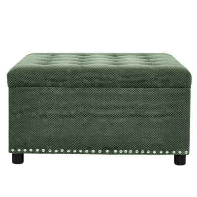 Storage With Classic Design And Nailhead Trim, Ideal For Small Spaces, Contemporary Style Footstool Trim Internal Storage, Great Living Room Bedroom, Medium Rating