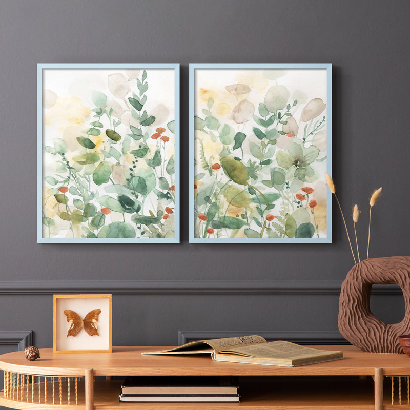 «Wildflower Song I», reproduction encadrée de qualité supérieure - prête à être accrochée - aucun clou requis - aucun clou requis