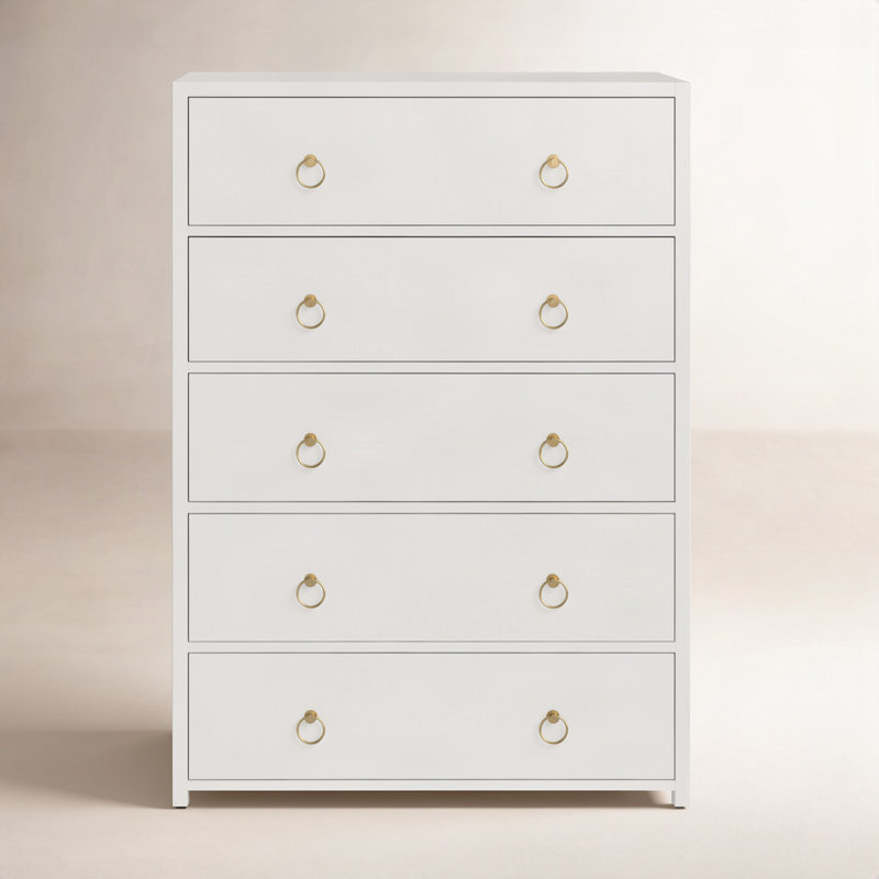 Elin Solid and Manufactured Wood 5-Drawer Dresser, White