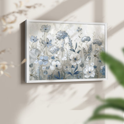 Cool Blue Field -Framed Print - Restickable