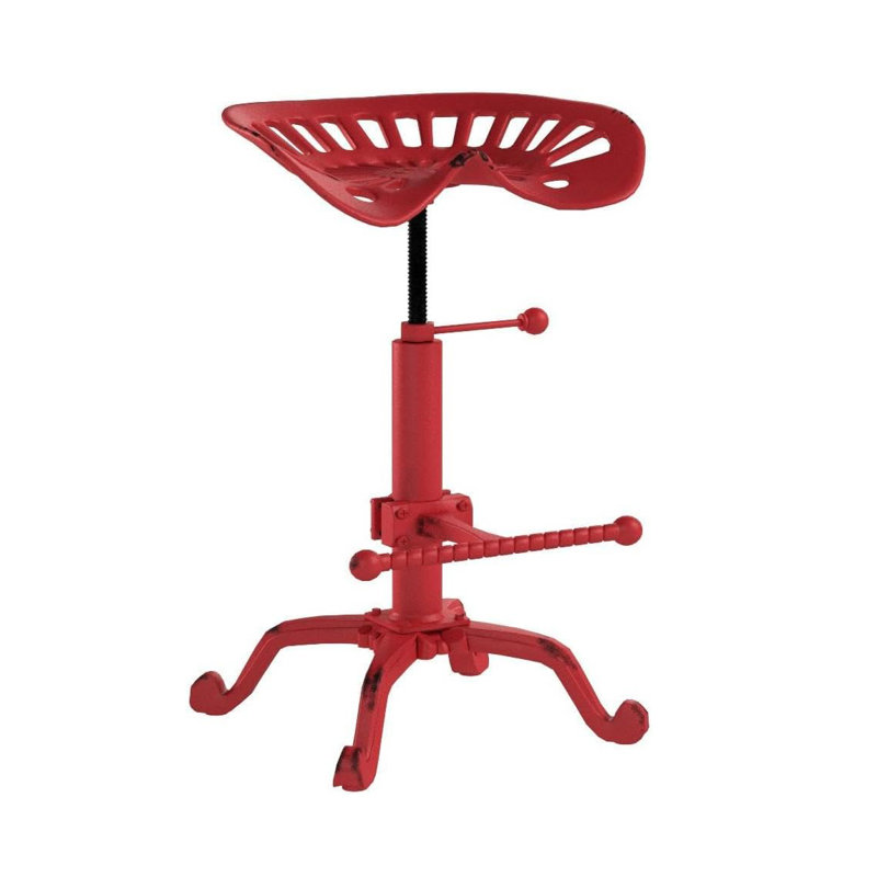 Elinna Swivel Adjustable Height Counter Stool with Metal Frame, Antique Red