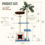 Arbre à chat 53,2 po H Coconut Palm Island pour chats multiples avec plateformes spacieuses, condo confortable et poteaux à griffer en sisal, style vacances tropicales