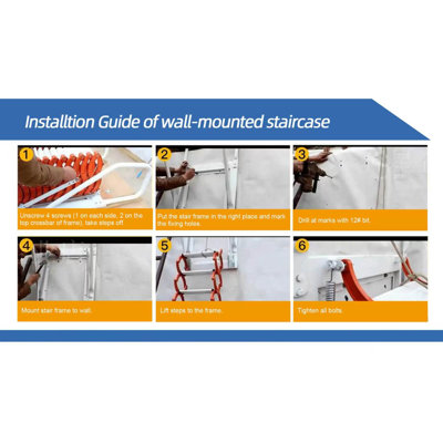 Wall-Mounted Ladder, Wall-Mounted Ladder With Handrails, 12-Step Ladder