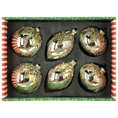 Festive Jeweled Ornament, Box Of 6- 4-5 Inches