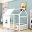 Lit simple en bois avec cadre de toit-813094326