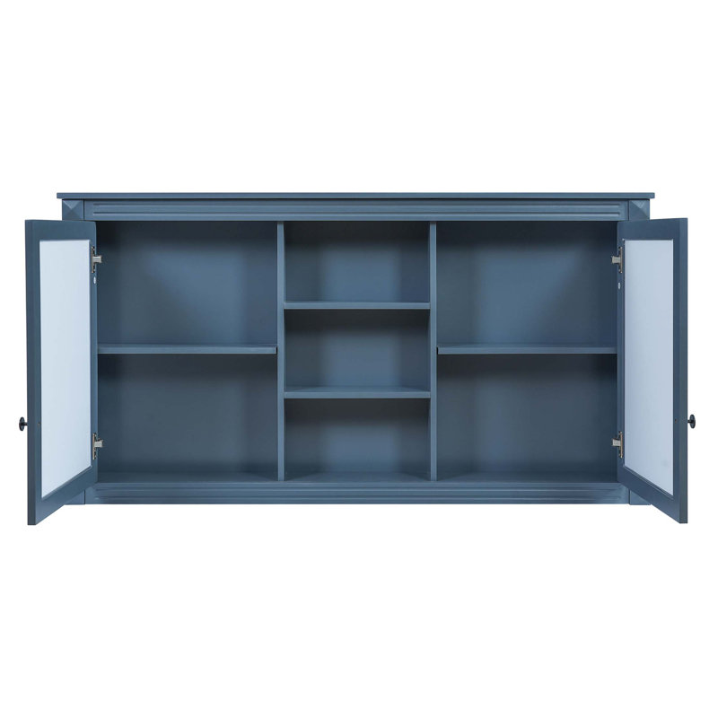 Armoire de rangement murale 2 en 1 avec tablettes réglables et charnières à fermeture en douceur, Blue