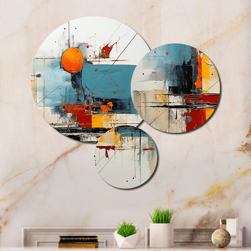 Ensemble de 3 décorations murales orange et orange