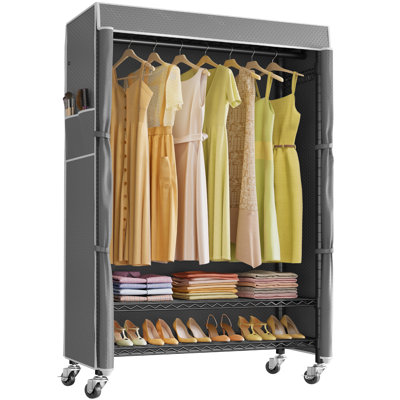  VIPEK R3C Plus 46.1" Rolling Clothes Rack with Cover, Heavy Duty Clothing Rack with Upgarded Polyester Cover