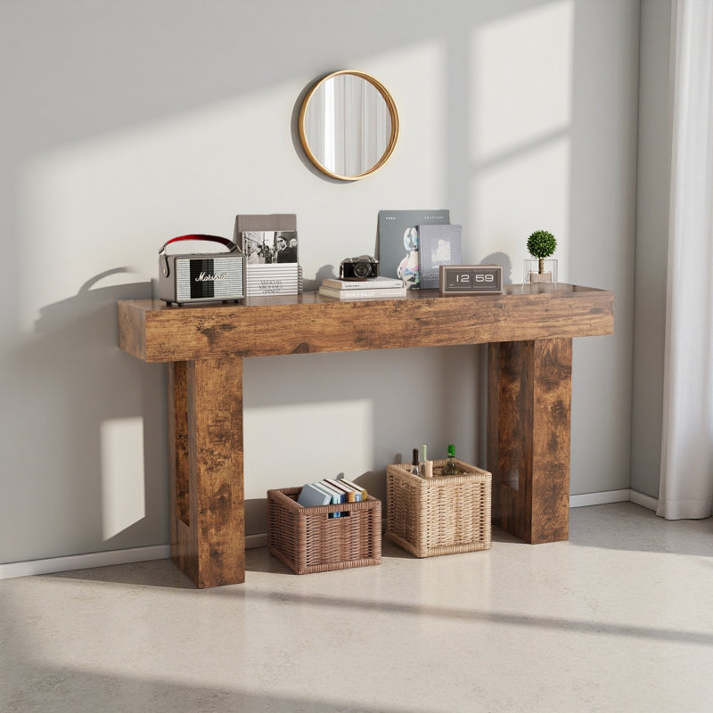 Table d'entrée Farmhouse, console étroite de 63 pouces derrière le canapé, canapé rectangulaire en bois pour l'entrée