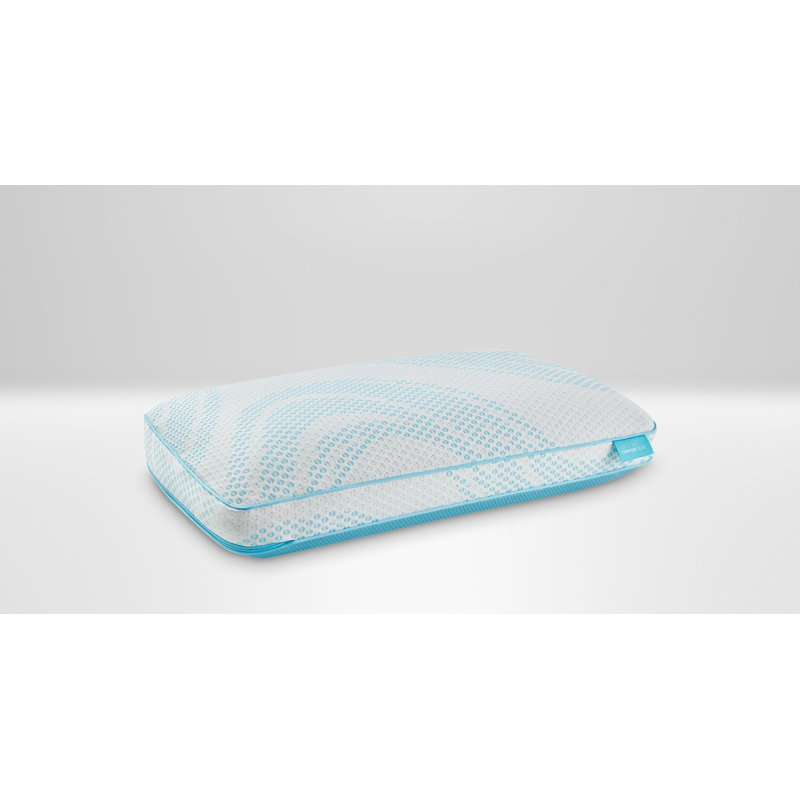 Breeze® ProHi Memory Foam Medium Cooling Pillow, White/Blue, Queen