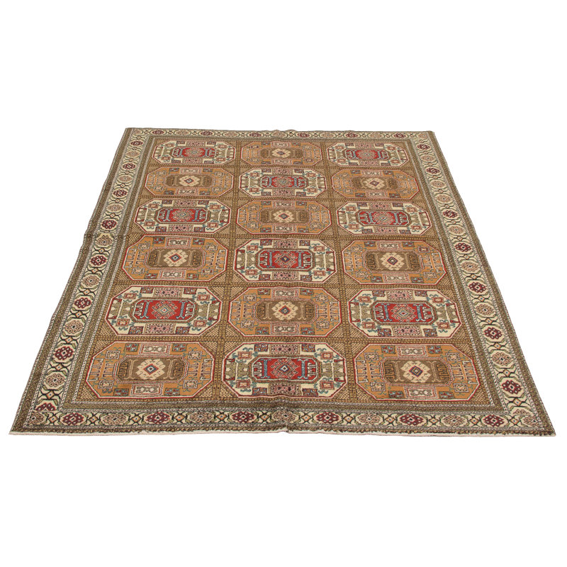 Rozier One-of-a-Kind Rectangle 6'4" X 8'10" 1990s Wool Area Rug in Brown/Beige/Red