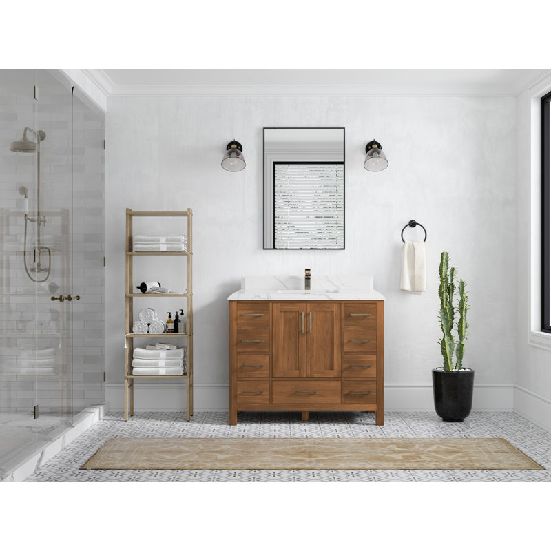 Ensemble de meuble-lavabo simple 42 po Malibu, Quartz Calacatta Laza