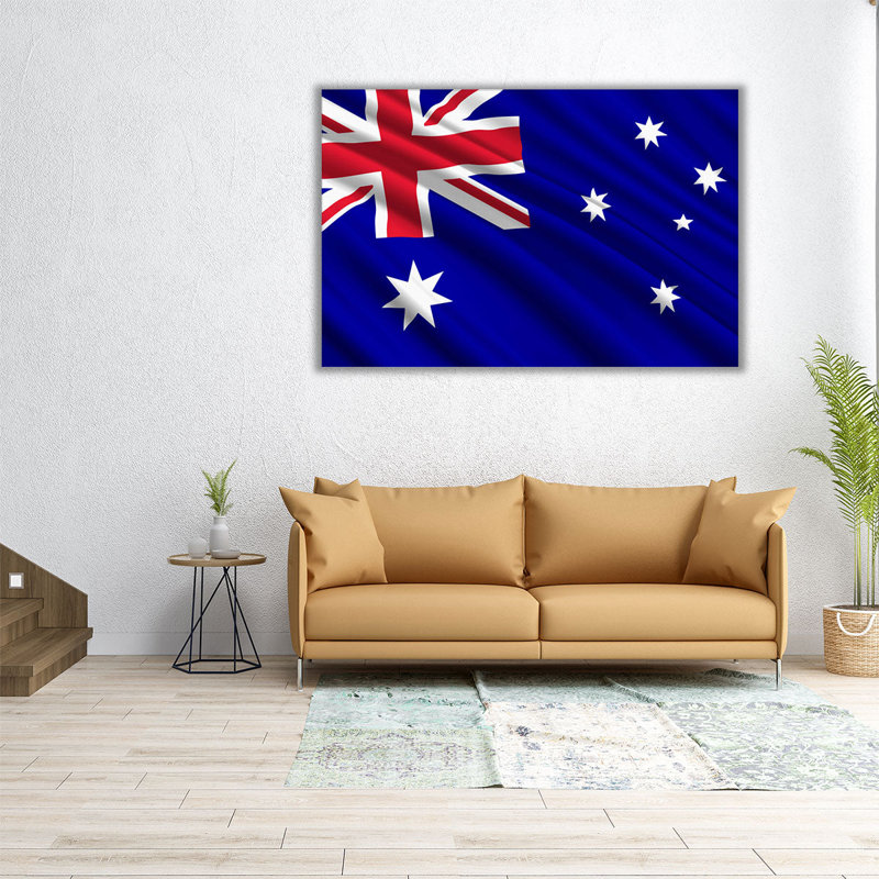 Drapeau de l'Australie flottant - reproduction d'art sur toile, H 24 po x l 36 po