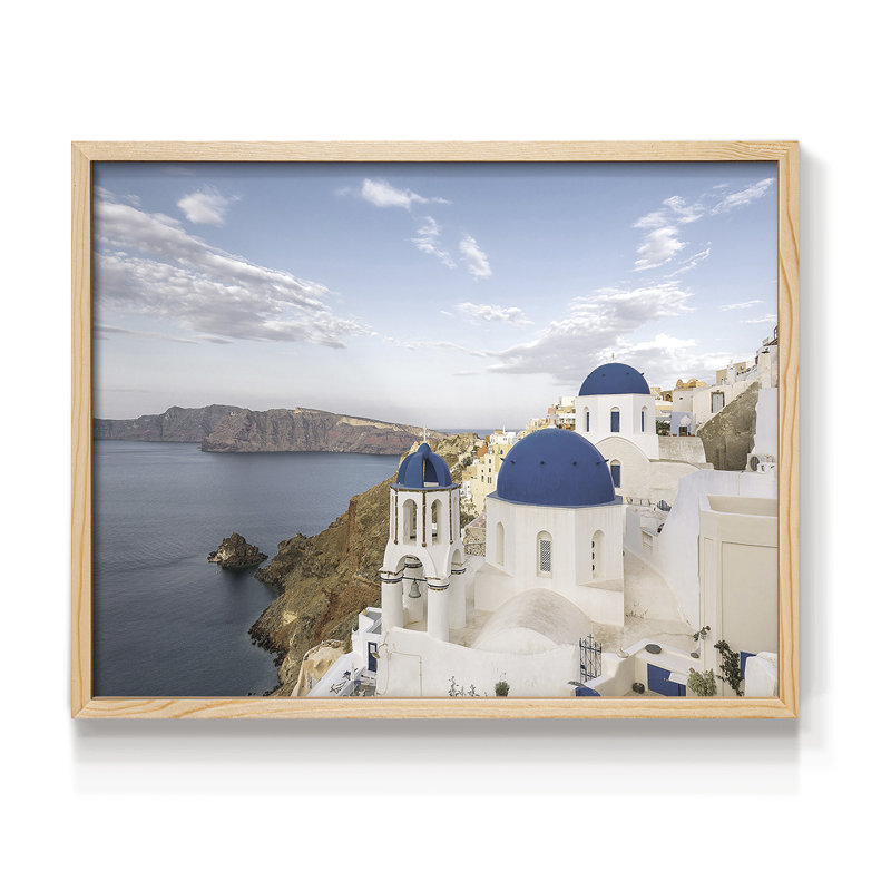 Santorini View -Framed Print - Restickable, 8" H x 10" W, Natural