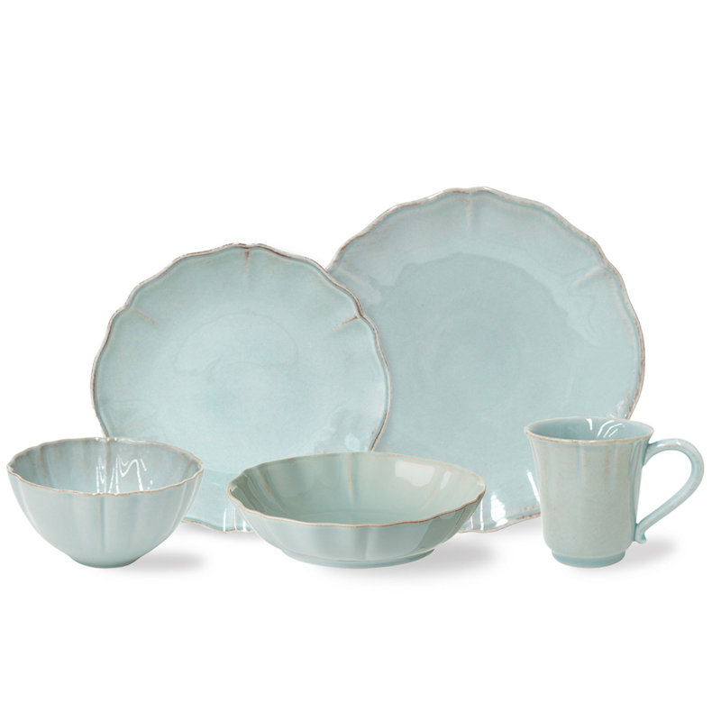 Alentejo Handmade Stoneware Dinnerware Set, Turquoise