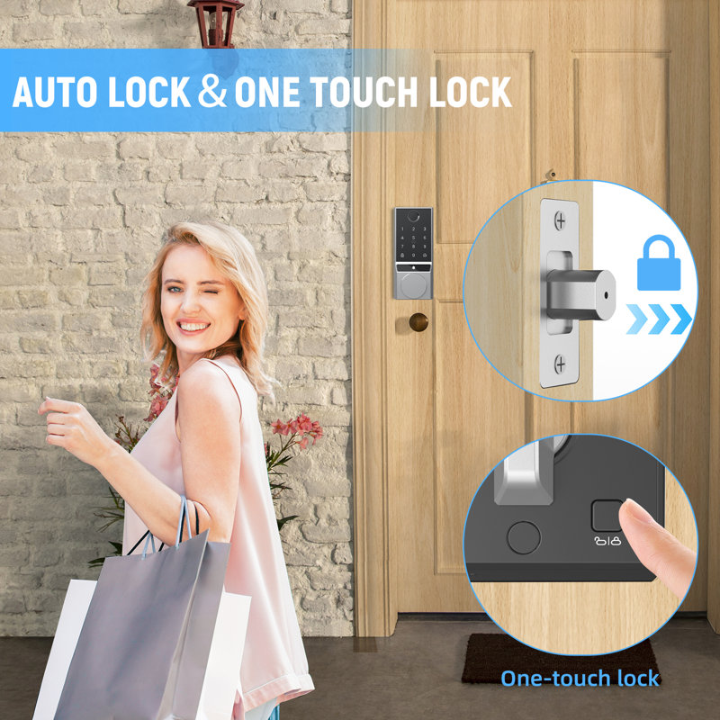 TOOLUCK Bluetooth Smart Lock with Fingerprint Door Lock IP54 Waterproof, Auto-Lock (G2-Bluetooth Ver.), Silver