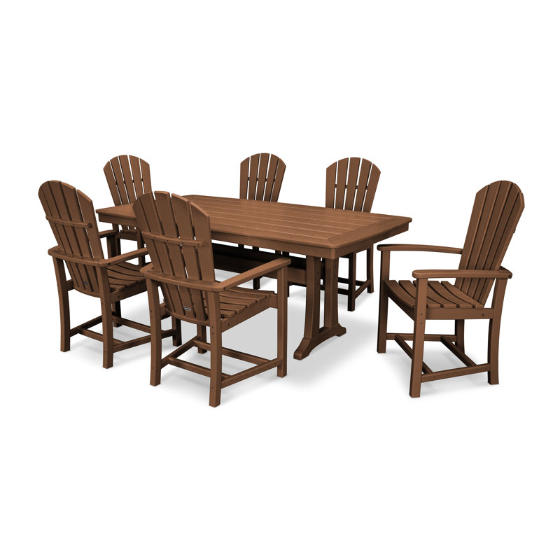 POLYWOOD Palm Coast 7-Piece Dining Set with Trestle Legs, Teak