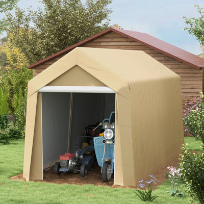 Outsunny 7' X 12' Garden Storage Tent, Heavy Duty Outdoor Shed, Waterproof Portable Shed Storage Shelter With Ventilation Window And Large Door For Bike, Motorcycle, Garden Tools