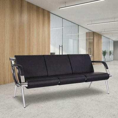 This Three-Seater Office Reception Sofa, Made Of High-Quality PU Leather, Is Comfortable And Durable, Suitable For Use In Lobbies, Clinics, Banks, And Visitor Rest Areas.