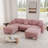 U-Shaped Boucle Sectional Sofa,3-Seater Convertible Couch With 2 Ottomans-2052376719