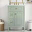 Meuble-lavabo de 24 po avec lavabo, armoire en bois massif et panneau de fibres à densité moyenne avec un tiroir rabattable, deux tiroirs standard et une tablette réglable, meuble-lavabo vert autoportant pour le rangement de la salle de bain-2034240186