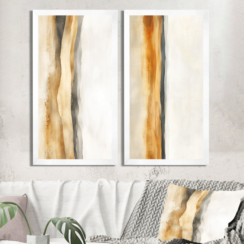 «Neutral Abstract», art mural 2 pièces, superposition de couches abstraites sur le terrain, H 40 po x l 40 po, Toile tendue