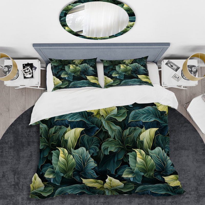 Ethereal Tropical Camouflage - Ensemble de housse de couette abstrait - Microfibre de polyester