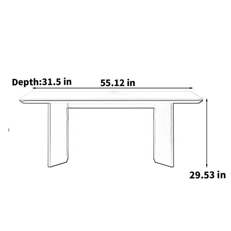 Table minimaliste nordique en bois massif, H 29,53 po x L 55,12 po x l 31,5 po