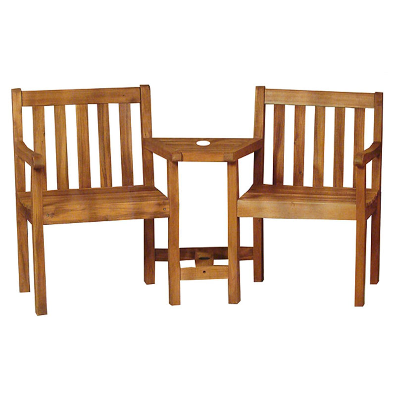 Ensemble de 3 chaises d'extérieur brun en bois d'acacia Jack et Jill avec table 70 "