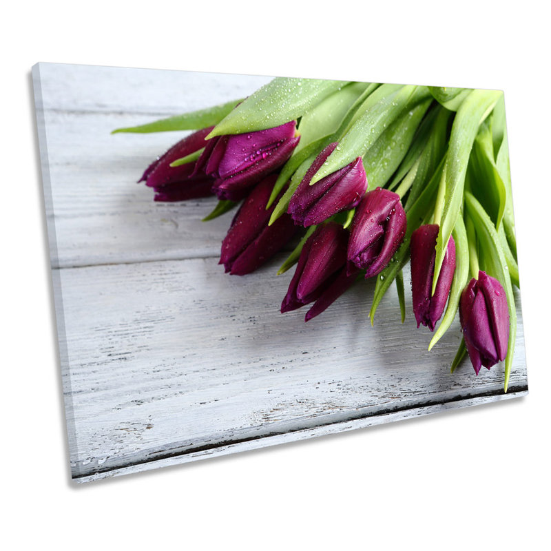 Purple Flowers Floral - Wrapped Canvas Print, 30.5cm H x 45.7cm W x 2cm D