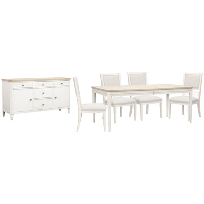 Extendable Rectangular Dining Table With 4 Side Chairs And Buffet