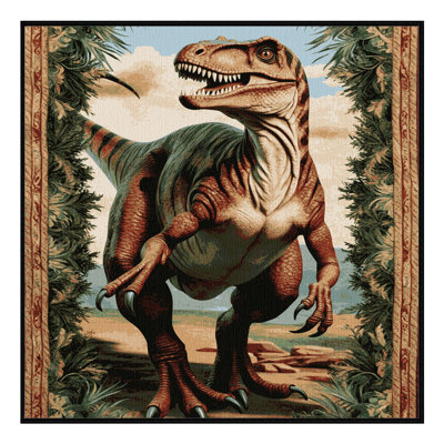 Machine Washable Dinosaurs Brown Area Rug