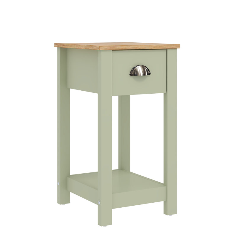 Aabas Bedside Table, Sage Green