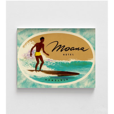 Moana Hotel Luggage Label By Retrotravel, Framed Hawaii Retro Airbnb Wall Art, Honolulu Hostel Artwork, Aloha Poster Print