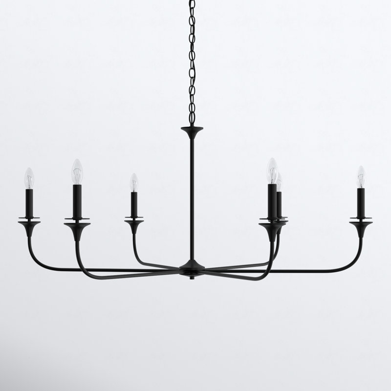 Prescot 6 - Light Dimmable Classic / Traditional Chandelier, Matte Black
