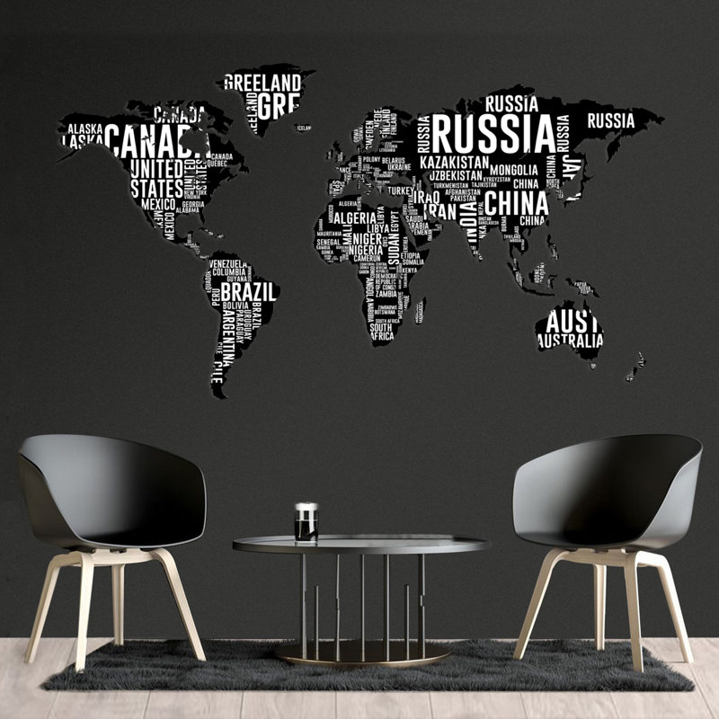 Mappa Del Mondo - NOMI CONTINENTI Mappa Del Mondo - No Frame Print on MDF, 190 x 105 cm