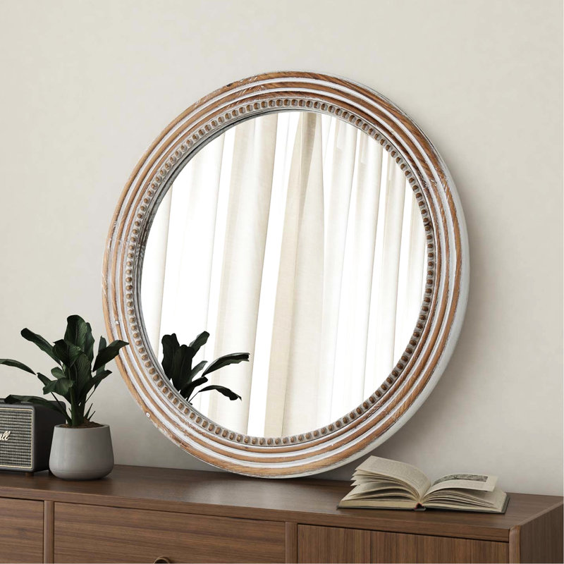 Miroir rustique décoratif 23,29 pouces avec perles