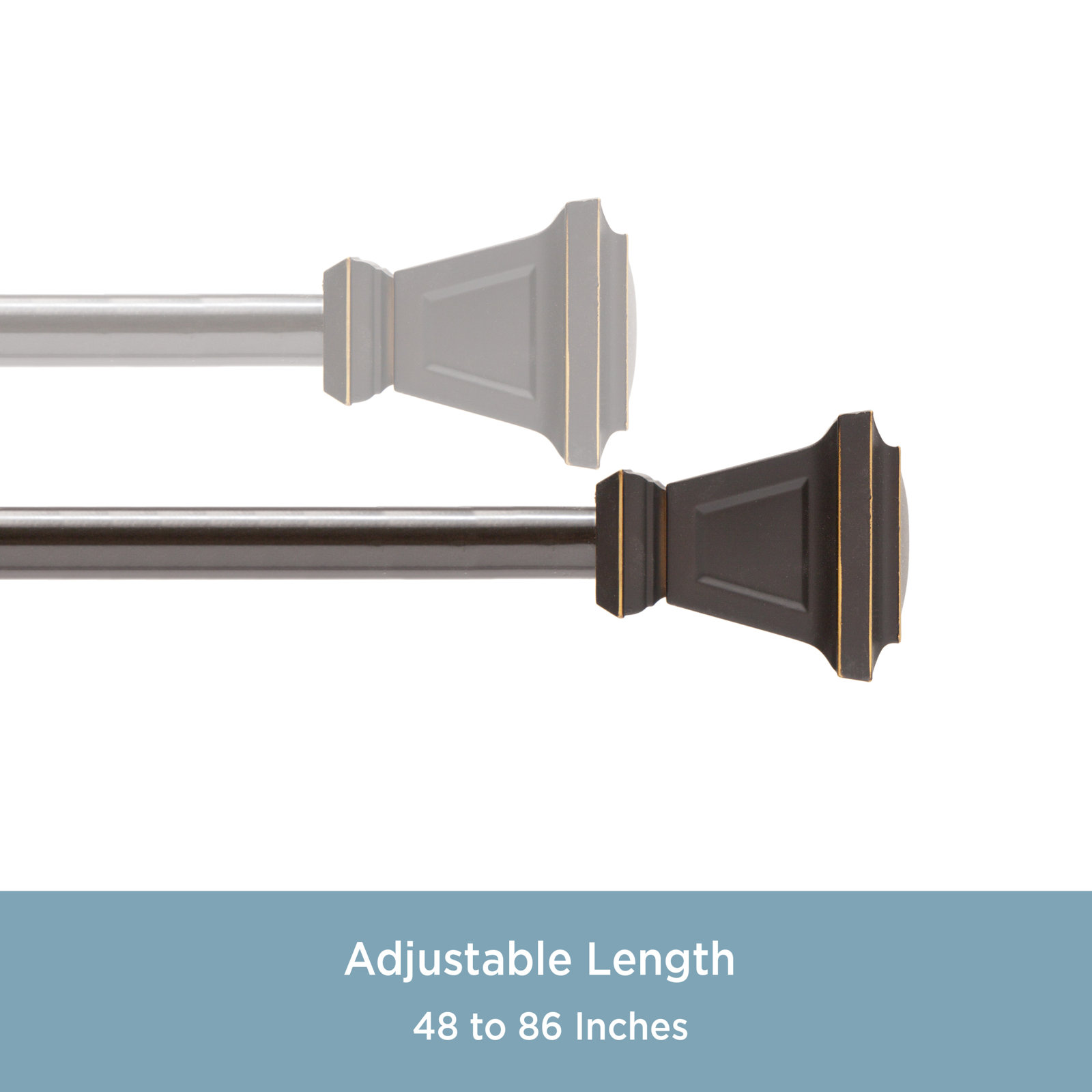 Richmond Single Curtain Rod, 48" - 86", Oil Rubbed Bronze