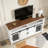 59.3''Sideboard with Sliding Barn Door and Mesh Panels,Farmhouse Buffet with Open Storage-1332832835