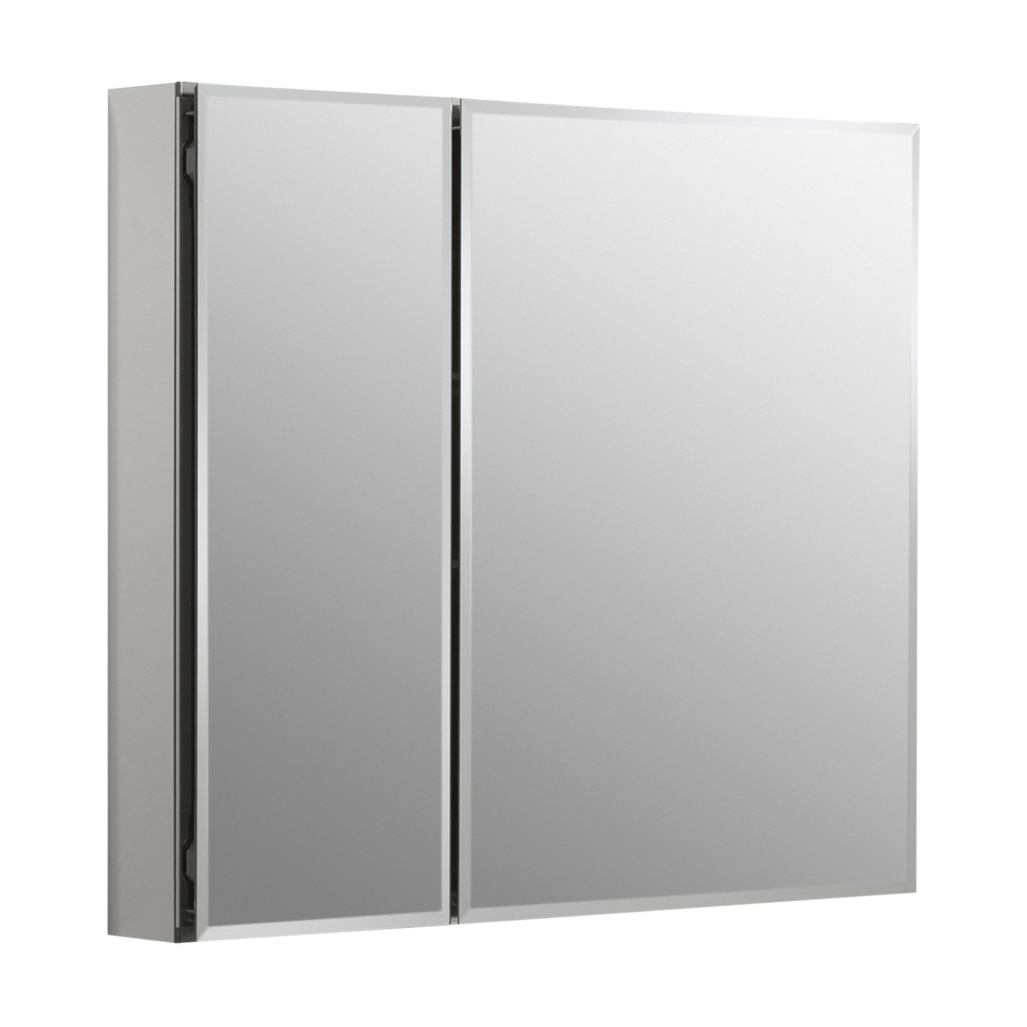 CLC Aluminum Two-Door Medicine Cabinet With Mirrored Doors, Beveled Edges, 26" H x 30" W x 5" D