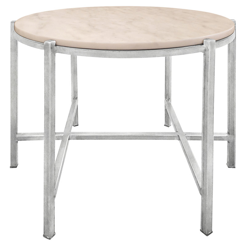 William Cross Legs End Table, Silver Leaf